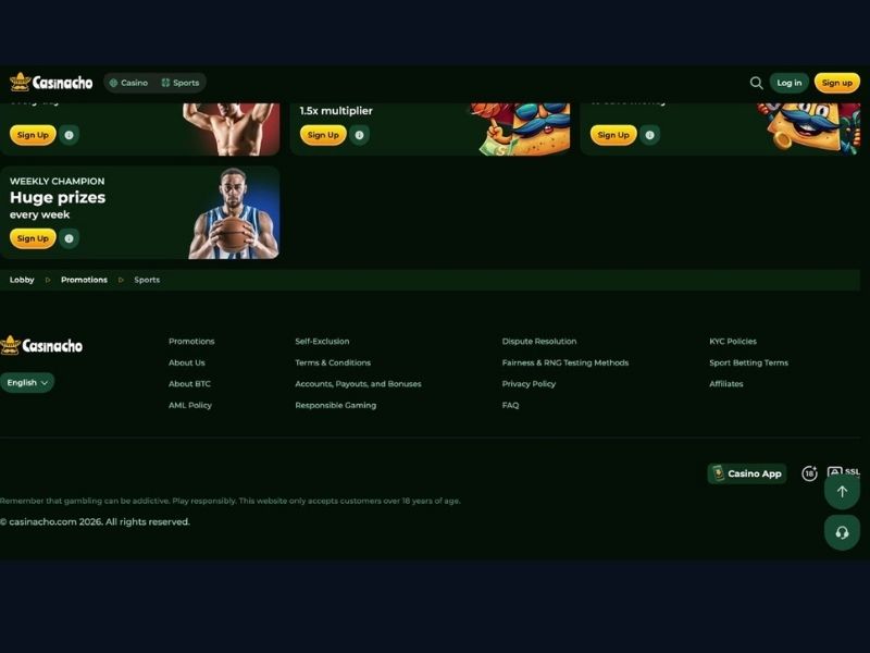 Cashback tornei e pagamenti mobili su Casinacho Casino Nacho Casino per l'Italia